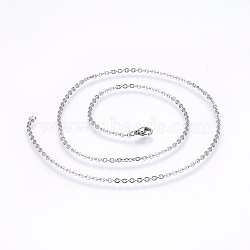 Non-Tarnish 304 Stainless Steel Cable Chains Necklaces, with Lobster Claw Clasps, Stainless Steel Color, 17.7 inch(45cm), 2mm(NJEW-F226-04P-06)