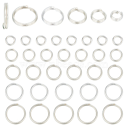 40Pcs 5 Styles 925 Sterling Silver Split Jump Rings, Double Loop Jump Rings, Round Rings, Silver, 4~8x1~2mm, Inner Diameter: 2.7~7mm, 8pcs/style(STER-GO0001-08)
