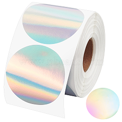 Round Dot Paper Holographic Thermal Printable Label Stickers, Circle Rainbow Glitter Self-Adhesive Thermal Printer Labels for Gift Wrapping, DIY Custom Logo Design, Colorful, 49mm, 400pcs/roll(STIC-WH0004-43)