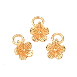 925 Sterling Silver Flower Charms with Jump Rings & 925 Stamp, Real 18K Gold Plated, 8x7x2.5mm, Hole: 3mm(STER-P060-02G)