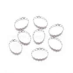 316 Surgical Stainless Steel Lace Edge Bezel Cups, Cabochon Settings, Oval, Stainless Steel Color, Tray: 18x13mm, 19x14x2.5mm(X-STAS-I118-06P-01)