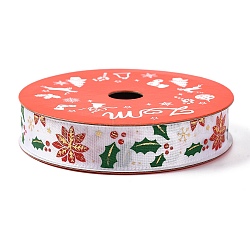 5 Yards Christmas Gold Stamping Polyester Printed Ribbon, for Gift Wrapping, Deer, 5/8 inch(16mm)(OCOR-A008-01G)