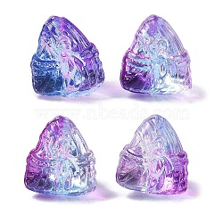 Baking Paint Glass Beads, Triangular Zongzi, Purple, 15.5~16x15x14mm, Hole: 1.2mm(GLAA-S202-15A)