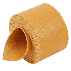 2M Flat Double Face Lychee Pattern Imitation Leather Band, Goldenrod, 50x1.8mm, about 2.19 Yards(2m)/Roll(LC-WH0010-01C-05)