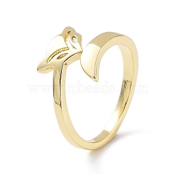 Brass Open Cuff Rings for Women, Fox Shape, Golden, Inner Diameter: 17.8mm(RJEW-A028-04G)