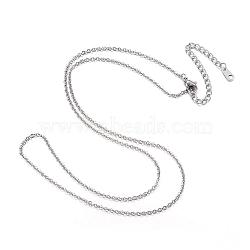 304 Stainless Steel Necklaces, Cable Chain Necklaces, Stainless Steel Color, 16.14 inch(41cm)(NJEW-E080-13P)