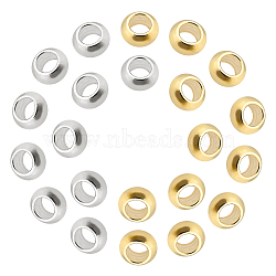 DICOSMETIC 1000Pcs 2 Colors 304 Stainless Steel Spacer Beads, Rondelle, Golden & Stainless Steel Color, 2x1mm, Hole: 0.5~1mm, 500pcs/color(STAS-DC0002-20)