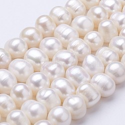 Natural Cultured Freshwater Pearl Beads Strands, Potato, Beige, 9~10mm, Hole: 0.5mm, about 42~44pcs/strand, 13.8~14.6 inch(PEAR-F004-55)