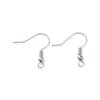 Tarnish Resistant 316 Surgical Stainless Steel Earring Hooks, Ear Wire, with Horizontal Loop, Stainless Steel Color, 20mm, Hole: 1.8mm, 22 Gauge, Pin: 0.6mm