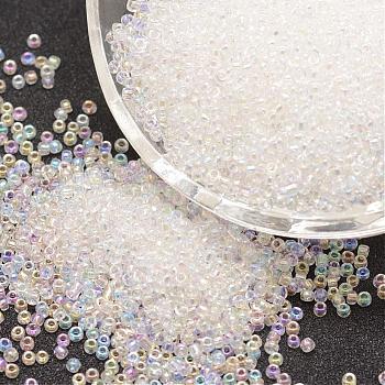 6/0 Round Glass Seed Beads, Grade A, Transparent Colours Rainbow, Clear, 3.6~4.0mm, Hole: 1.2mm, about 5000pcs/pound