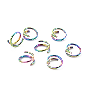 Rainbow Color Double Nose Ring for Single Piercing, Spiral 316 Surgical Stainless Steel Nose Ring for Women, Piercing Body Jewelry, 1~3x8mm, Inner Diameter: 6mm