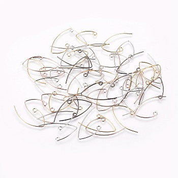 Brass Earring Hooks, with Horizontal Loop, Plated, Mixed Color, 29x15mm, Hole: 2mm, 22 Gauge, Pin: 0.6mm, 22 Gauge, Pin: 0.6mm