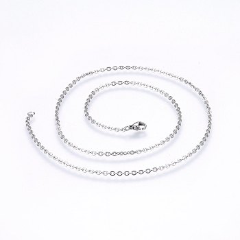 304 Stainless Steel Cable Chains Necklaces, with Lobster Claw Clasps, Stainless Steel Color, 17.7 inch(45cm), 2mm