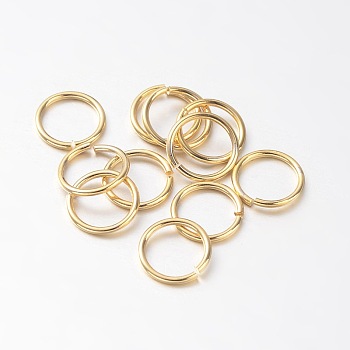 Eco-Friendly Vacuum Plating & Long-Lasting Plated Brass Open Jump Rings, Golden, 21 Gauge, 4x0.7mm, about 2.4mm inner diameter