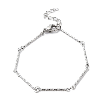 304 Stainless Steel Twist Bar Link Chain Bracelet, Stainless Steel Color, 6-3/8 inch(16.3cm)