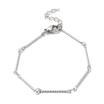 Non-Tarnish 304 Stainless Steel Twist Bar Link Chain Bracelet, Stainless Steel Color, 6-3/8 inch(16.3cm)