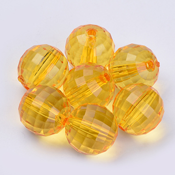 Transparent Acrylic Beads, Faceted, Round, Orange, 8x8mm, Hole: 1.5mm, about 1770pcs/500g