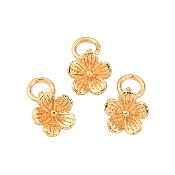 925 Sterling Silver Flower Charms with Jump Rings & 925 Stamp, Real 18K Gold Plated, 8x7x2.5mm, Hole: 3mm