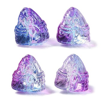 Baking Paint Glass Beads, Triangular Zongzi, Purple, 15.5~16x15x14mm, Hole: 1.2mm