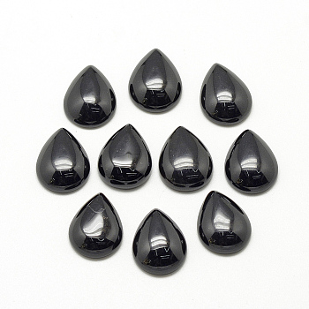 Natural Black Stone Cabochons, teardrop, 17~18x12~13x5mm
