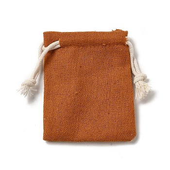 Rectangle Cloth Packing Pouches, Drawstring Bags, Chocolate, 8.6x7x0.5cm