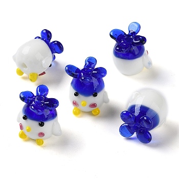 Handmade Lampwork Beads Strands, Chick, Medium Blue, 16~17x17~17.5x14~14.5mm, Hole: 2.2mm, about 30pcs/strand, 18.50''~18.90''(47~48cm)