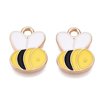 Alloy Enamel Charms, Lead Free & Cadmium Free, Bees Charm, Golden, Yellow, 14x10.5x1mm, Hole: 1.8mm