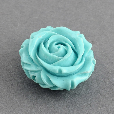 24mm Turquoise Flower Synthetic Coral Beads