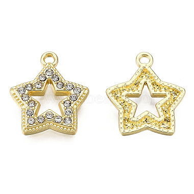 Light Gold Star Alloy+Rhinestone Pendants