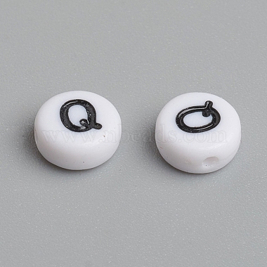Flat Round with Letter Q Acrylic Beads(X-PL37C9070-Q)-4