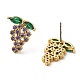 Rack Plating Real 18K Gold Plated Brass Grape Stud Earrings(EJEW-B034-15G)-2