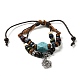 Synthetic Turquoise Polygon & Natural Wooden Beaded Double Layer Multi-strand Bracelet(BJEW-P301-01AS)-1