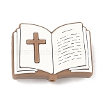 Silicone Focal Beads, Book with Cross , Camel, 20.5x29x9mm, Hole: 3mm(SIL-A012-01A)