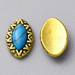 Zinc Alloy Cabochons, with Plastic Beads, Nail Art Decoration Accessories for Women,  Antique Golden, Horse Eye, 9x5.5x2mm(MRMJ-WH0320-05G-01)