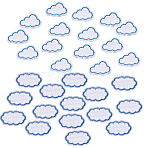 30Pcs 2 Styles Cloud Embroidery Sew on Cloth Patches, Sewing Craft Decoration, White, 24x34~40x1.5~1.8mm, 15pcs/style(PATC-GA0001-81)