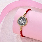 Alloy with Nylon Rope Slider Bracelets, Link Bracelets for Women, Flat Round with Saint Benedict, Two Tone, Red, Inner Diameter: 3/4 inch(1.8cm)(BJEW-Z156-02G-01)