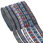 6 Bundles 6 Colors Ethnic Style Polyester Ribbon, Embroidery Ancient Hanfu Lace Ribbon, Rhombus Pattern, Mixed Color, 1/2 inch(12mm), about 7.44 Yards(6.8m)/bundle, 1 bundle/color(OCOR-BC0002-08)