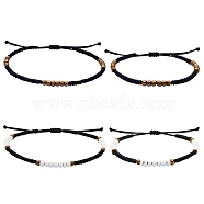 4Pcs 4 Style Glass Seed Braided Bead Bracelets and Anklets Set, Friendship Jewelry for Women, Mixed Color, Inner Diameter: 1.97~3.27 inch(5~8.3cm), 2.76~3.78 inch(7~9.6cm), 1Pc/style(SJEW-SW00003-01)