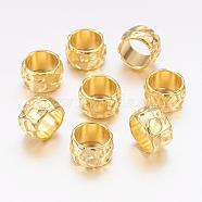 Rondelle Tibetan Style Alloy Beads, Lead Free & Cadmium Free, Large Hole Beads, Golden, 13x8mm, Hole: 10mm(X-K0NHD011)