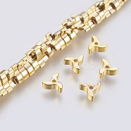 Electroplated Non-magnetic Synthetic Hematite Bead Strand, Grade AA, Windmill, Long-Lasting Plated, Real 24K Gold Plated, 6.5x6x2.5mm, Hole: 1mm, about 158pcs/strand, 16.14 inch(41cm)(G-E495-13A)