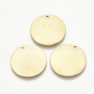 Vacuum Plating 201 Stainless Steel Stamping Blank Tag Pendants, Flat Round, Golden, 20x1mm, Hole: 1mm(X-STAS-S076-12)