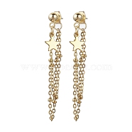 Golden 304 Stainless Steel Stud Earrings, Cable Chains Drop Earrings, Star, 46mm(EJEW-JE05733-01)