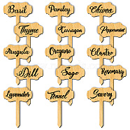Wood Plant Labels, for Seed Potting, Herbs, Flowers, Vegetables, Name, Word, 70x50x3mm, 15pcs/set(WOOD-WH0500-004)