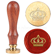 Wax Seal Stamp Set, Sealing Wax Stamp Solid Brass Heads with Wood Handles, for Envelopes Invitations, Gift Card, Crown, 83x22mm, Stamps: 25x14.5mm(AJEW-WH0208-1493)