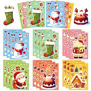 6Pcs Christmas Theme Cartoon Paper Stickers, Self-Adhesive Decals, for Water Bottles Laptop Phone Skateboard Decoration, Rectangle, Mixed Color, 212x150x0.2mm(DIY-P085-14B)