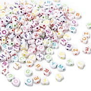 Opaque Acrylic Heart Beads, Horizontal Hole Letter Beads, Mixed Color, 7x7.5x4mm, Hole: 2mm, about 360pcs/50g(X-SACR-Q100-M031)
