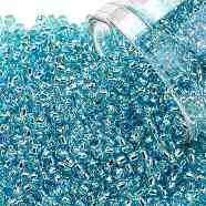 TOHO Round Seed Beads, Japanese Seed Beads, (23) Silver Lined Light Turquoise, 11/0, 2.2mm, Hole: 0.8mm, about 1110pcs/bottle, 10g/bottle(SEED-JPTR11-0023)