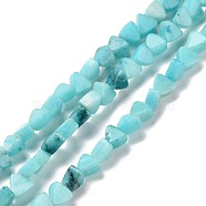 Natural Calcite Beads Strands, Dyed, Triangle, Cyan, 5.5x6x3.5mm, Hole: 0.8mm, about 81pcs/strand, 15.94 inch(40.5cm)(G-G852-01E)