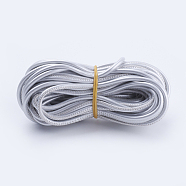 PU Leather Cords, for Jewelry Making, Round, Silver, 3mm, about 10yards/bundle(9.144m/bundle)(LC-L005-02)