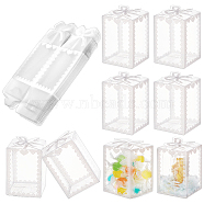 Transparent PVC Candy Treat Gift Box, Crown Print Wedding Party Packaging Box, Rectangle, Clear, Finished Product: 5x5x7cm, Unfold: 15.7x10.1x0.05cm(CON-WH0085-58B)